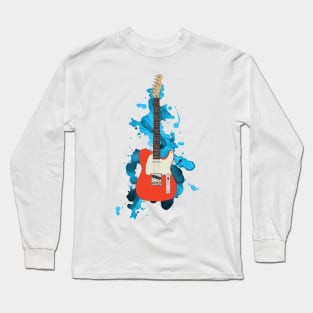 T-Style Electric Guitar Fiesta Red Color Long Sleeve T-Shirt